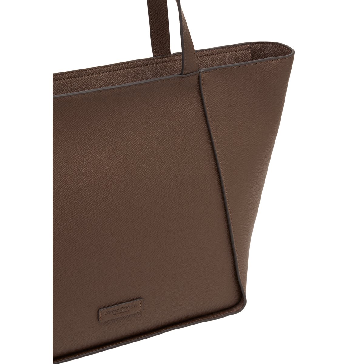 Sac cabas modèle Vera fabriqué à partir d'un substitut de cuir en polyester recyclé marron foncé, MARC O'POLO