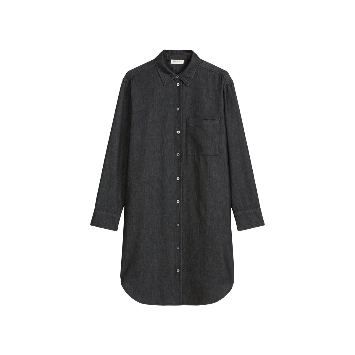 Robe chemisier regular en coton chambray bleu foncé, MARC O'POLO