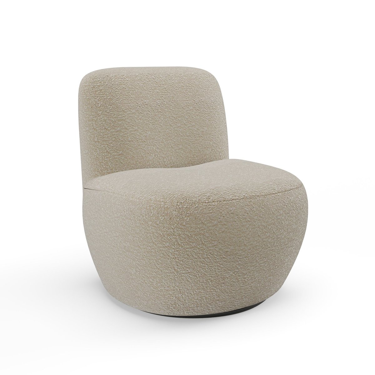 Fauteuil de salon pivotant en tissu bouclette JENA taupe, SIA HOME