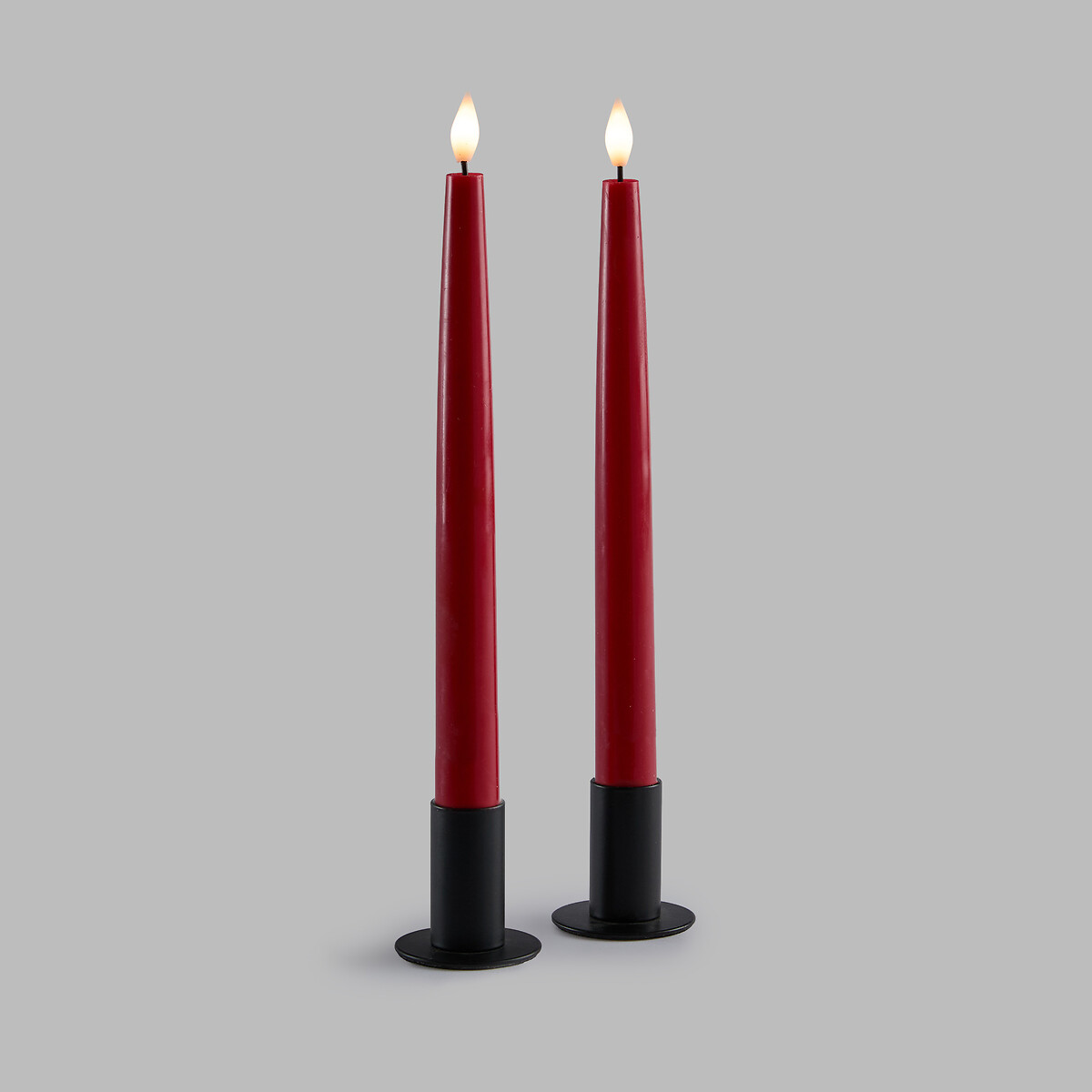 Lot de 2 bougies LED, en cire, hauteur 24,5 cm rouge, LA REDOUTE INTERIEURS
