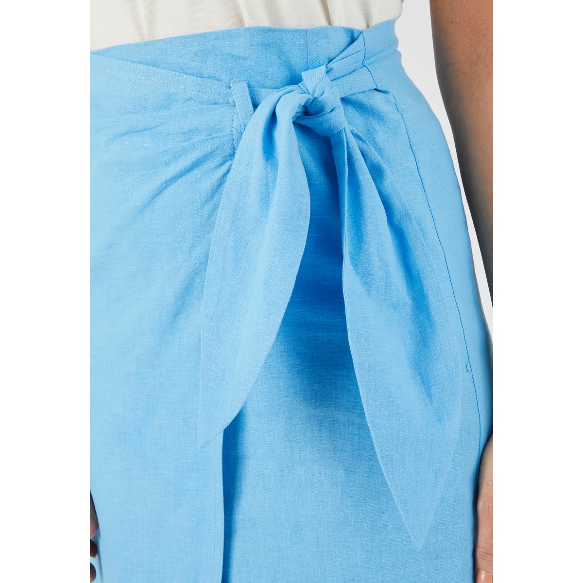 Jupe portefeuille mélange lin Climatyl bleu céruléen, DAMART