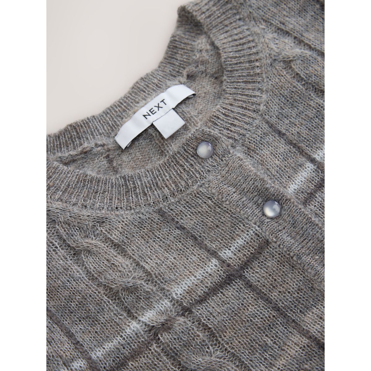 Cardigan en maille à manches longues gris à carreaux, NEXT