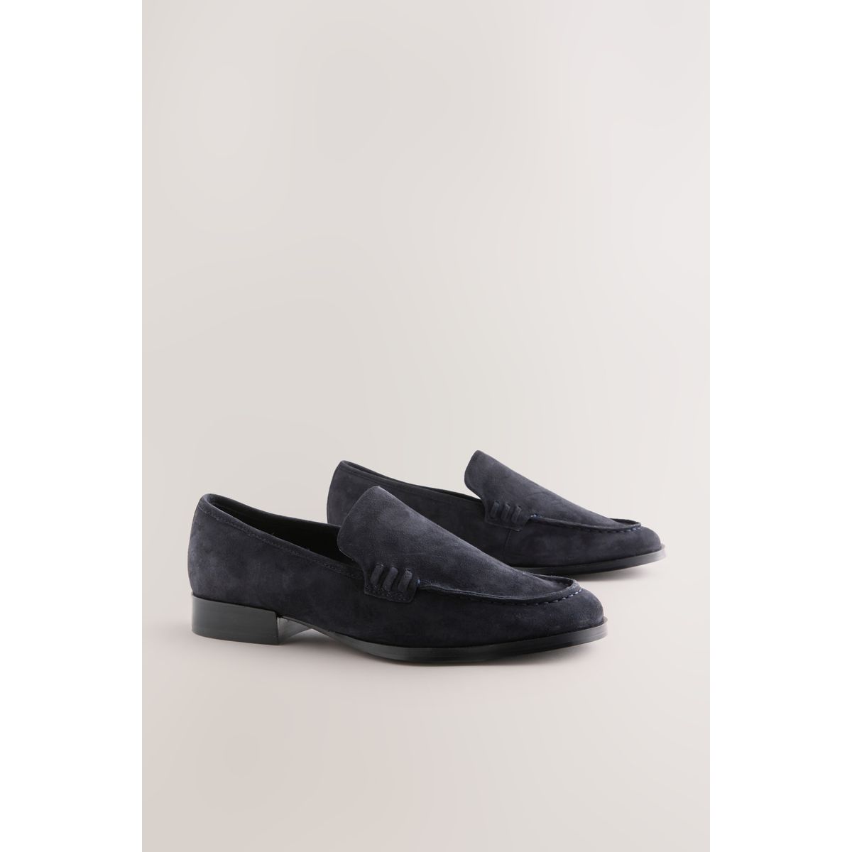 Mocassins bout rond en cuir bleu marine, NEXT