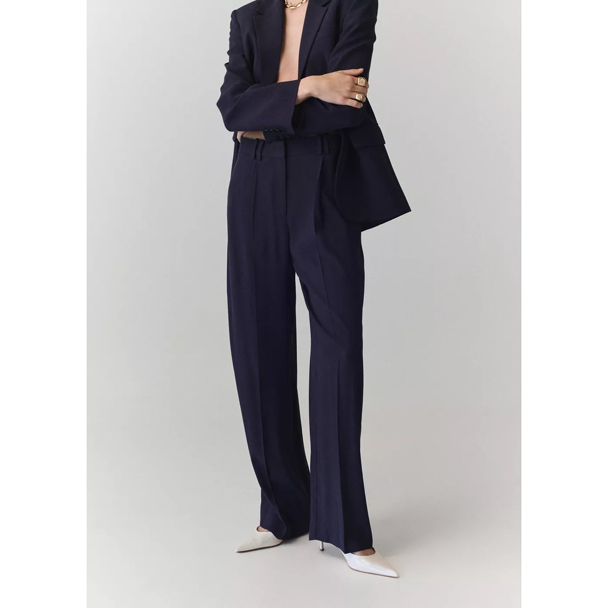 Pantalon droit pinces violet, MANGO