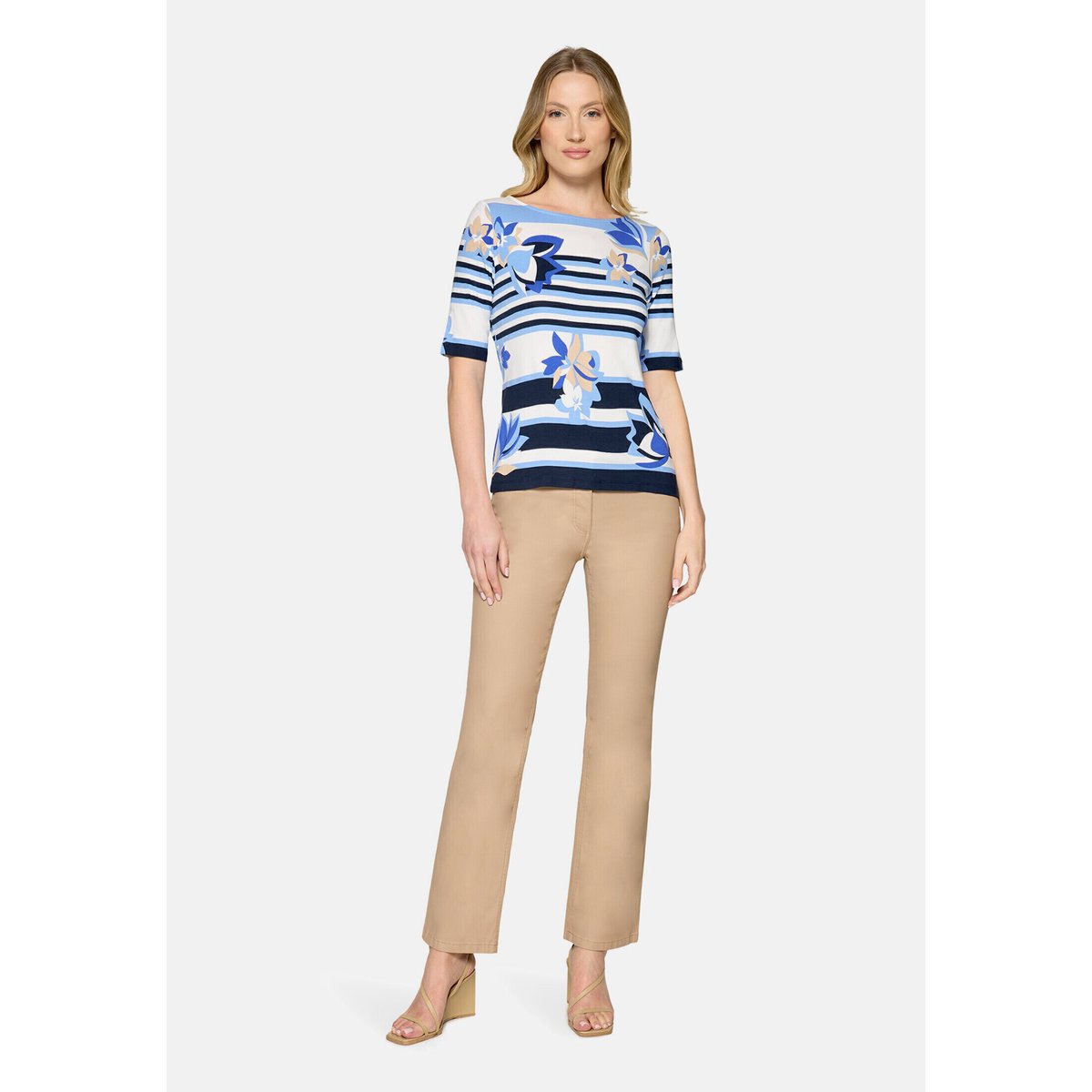 T-shirt basique à rayures horizontales bleu/blanc, BETTY BARCLAY