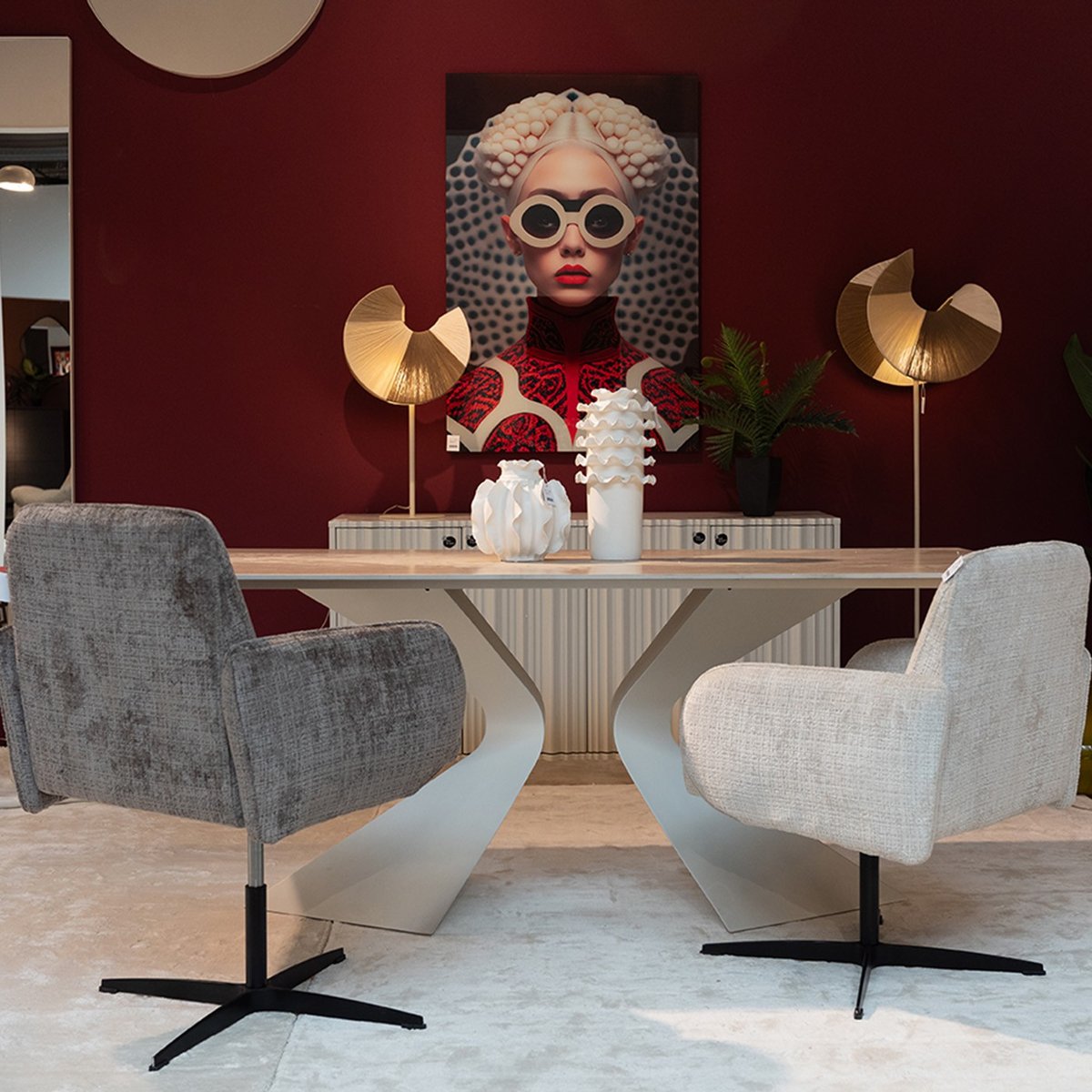 Lampadaire en acier et coton, SELLA marron, KARE DESIGN