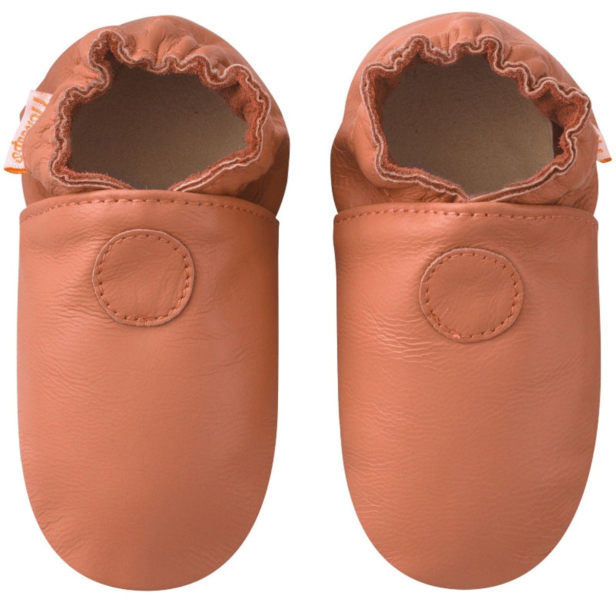 Chaussons bébé cuir souple Uni marron, TICHOUPS