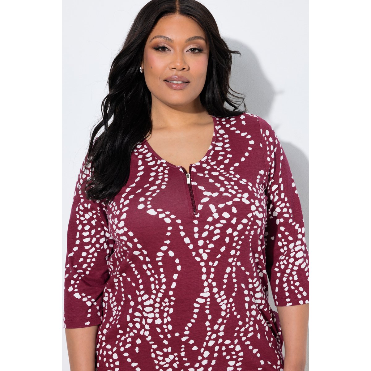 T-shirt long rouge vin foncé, ULLA POPKEN