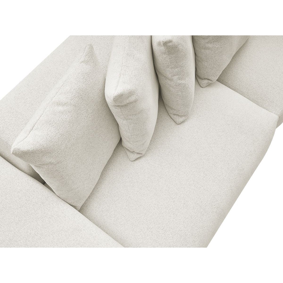 Canapé droit fixe 4 places en tissu chiné, VOLTAIRE blanc, BOBOCHIC
