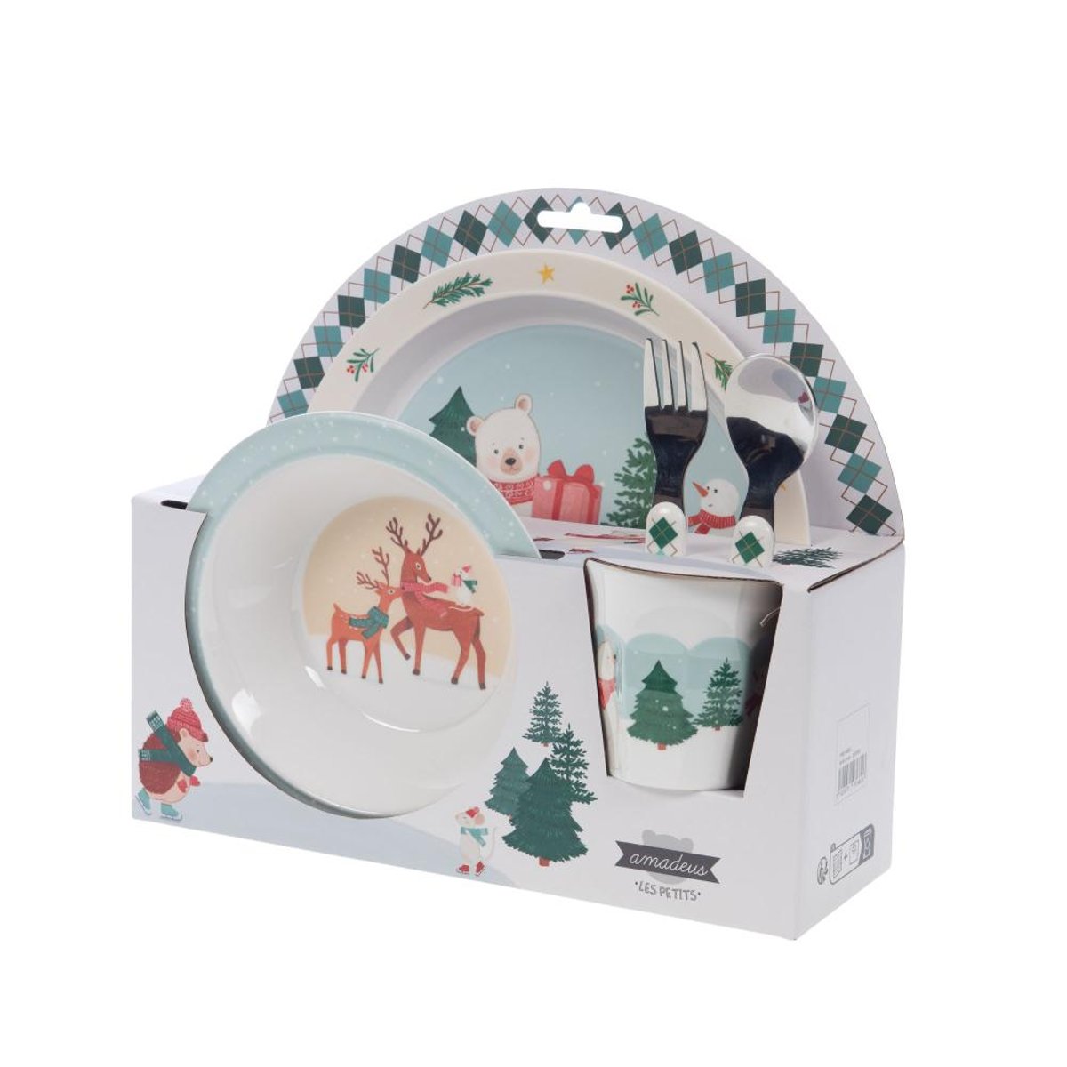 Coffret déjeuner 5 pièces hiver patinoire bleu, AMADEUS