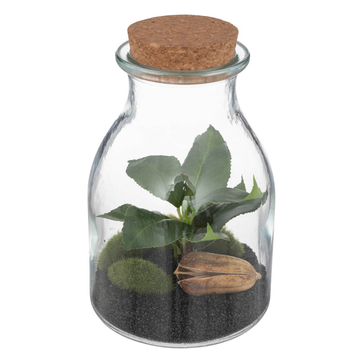 Terrarium décoratif en verre avec plante artificielle vert, ATMOSPHERA