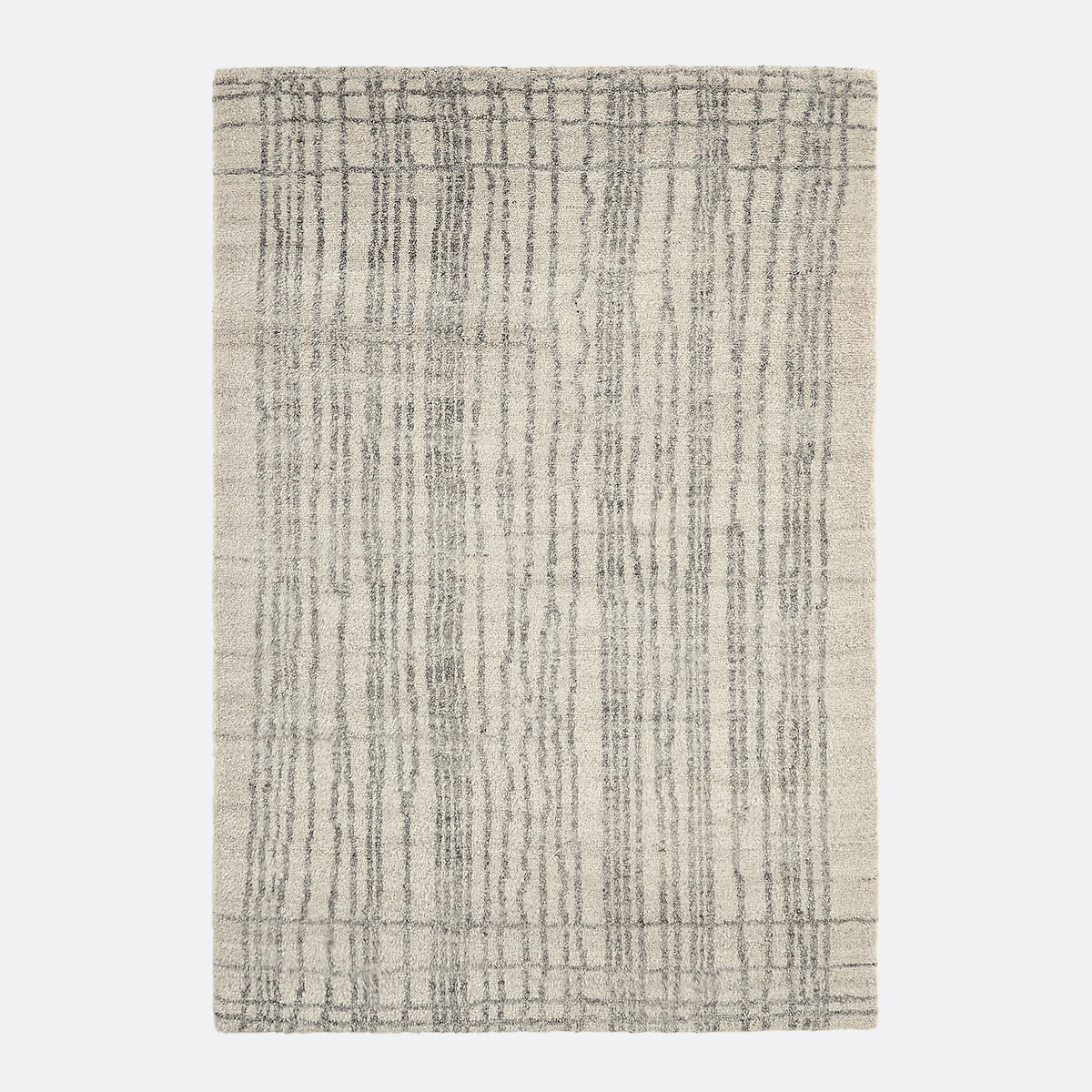 Tapis rayé tissé à la main, en pure laine, DALANA naturel/gris, AM.PM