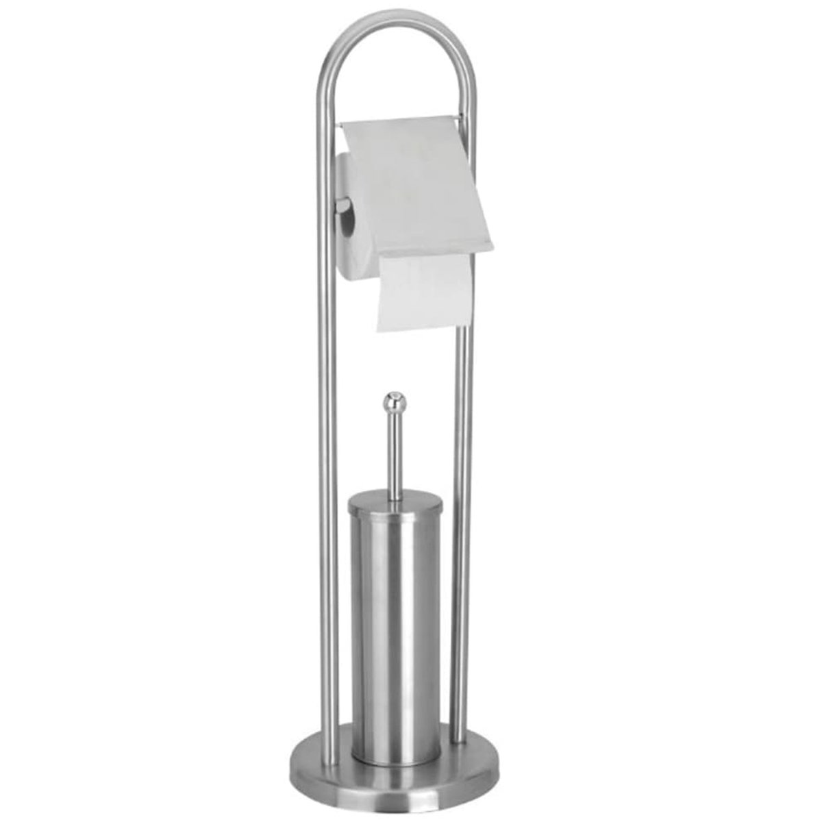 Dérouleur papier WC + brosse WC sur pied acier inoxydable mat chrome/inox, WADIGA