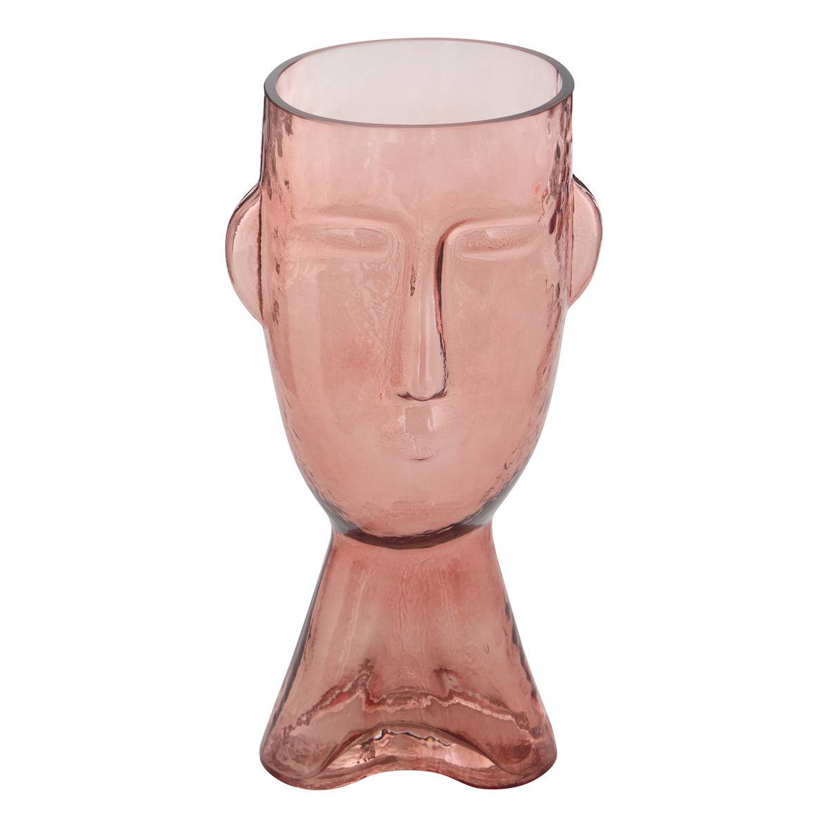 Vase visage en verre teinté SIEN rose, ATMOSPHERA