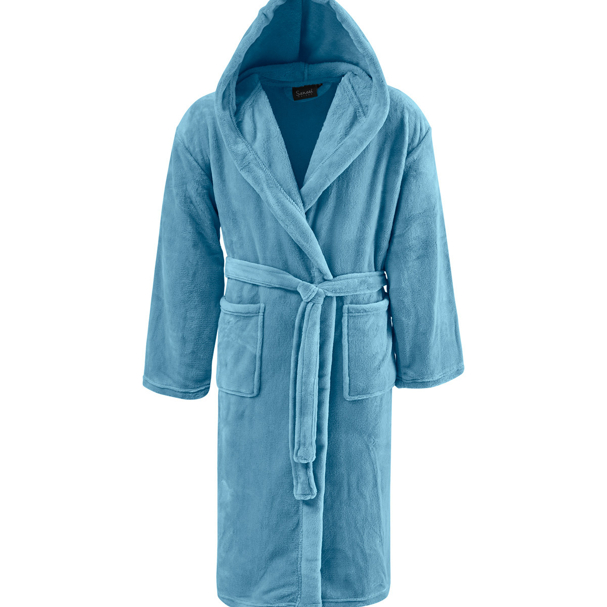 Peignoir polaire mixte à capuche KAPRA cobalt, SENSEI MAISON