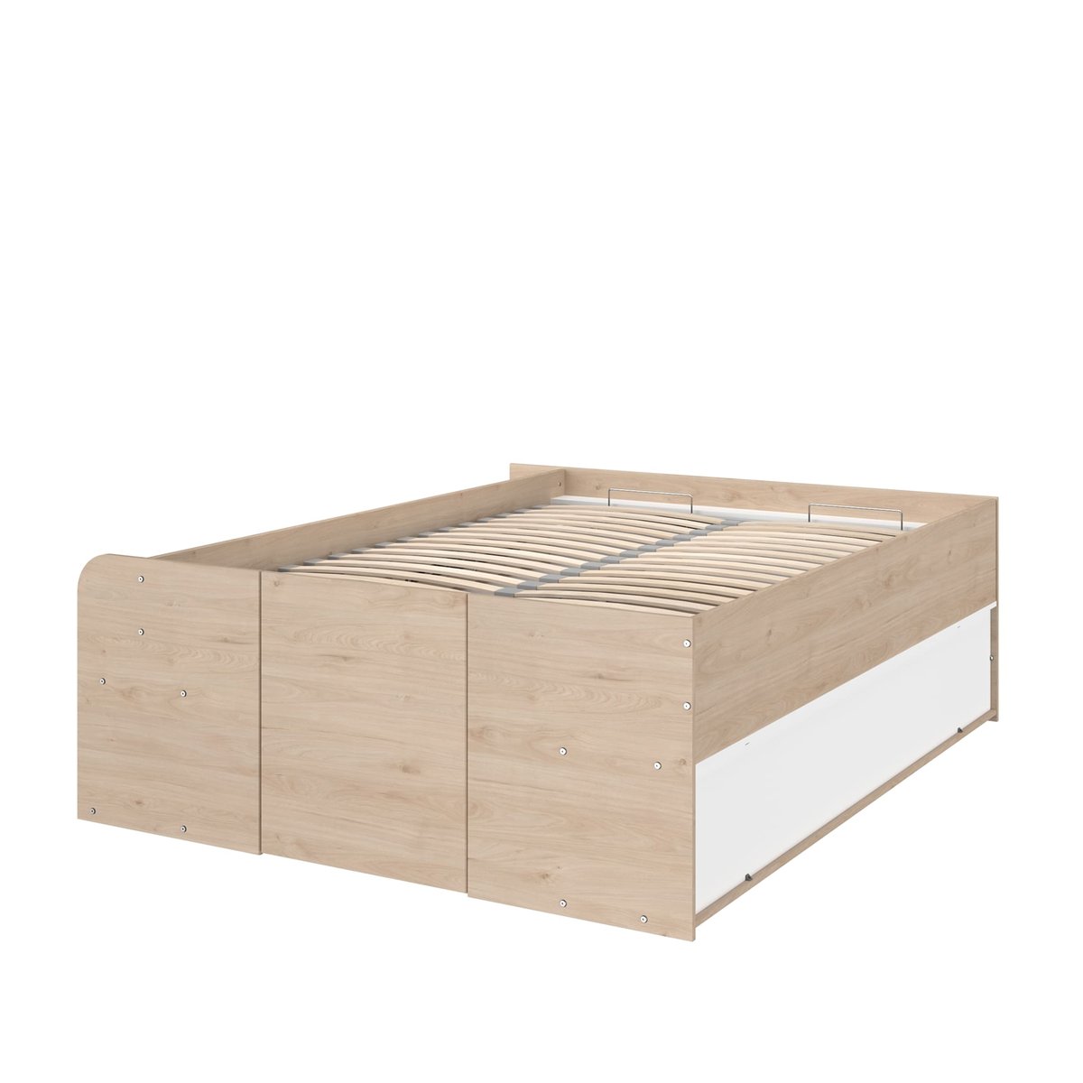 Lit coffre avec multiples rangements blanc, TERRE DE NUIT