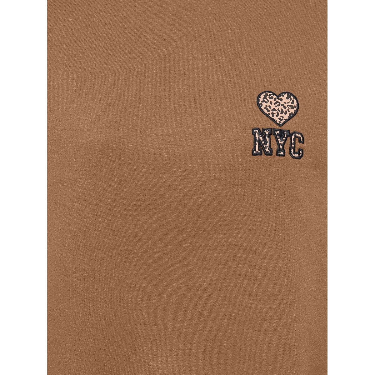 Sweat col rond, cœur poitrine camel, ONLY