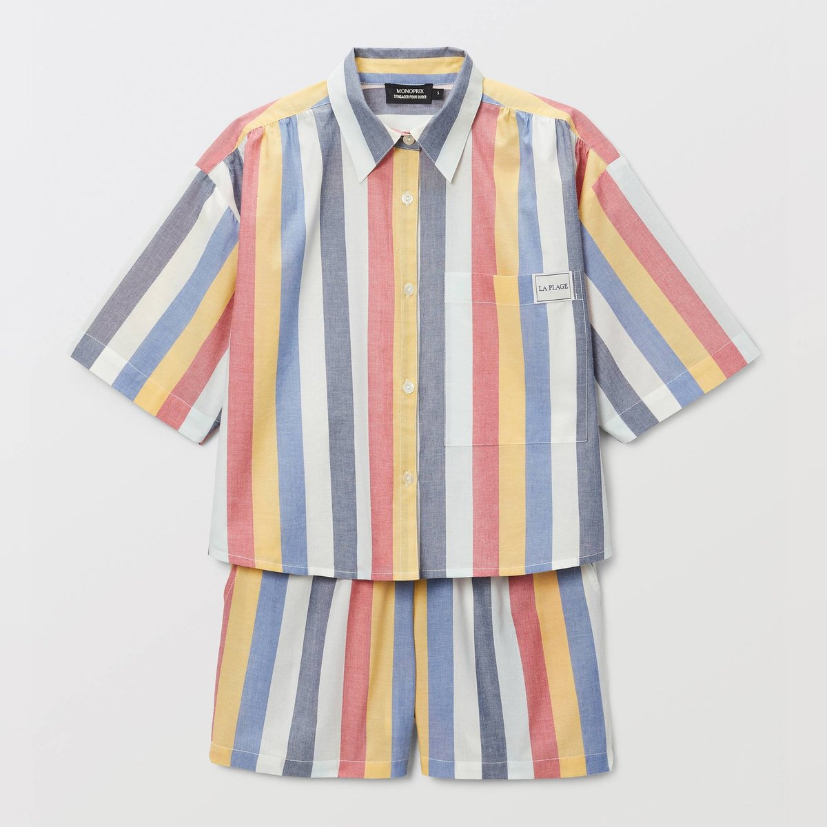 Ensemble chemise et short à rayures en coton BIO GOTS riviera, MONOPRIX