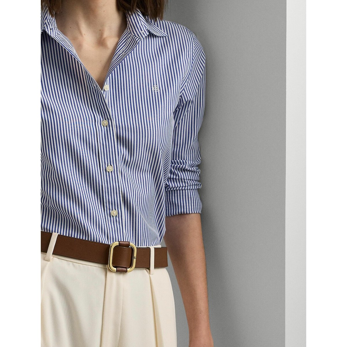 Chemise rayée manches longues bleu/blanc, LAUREN RALPH LAUREN
