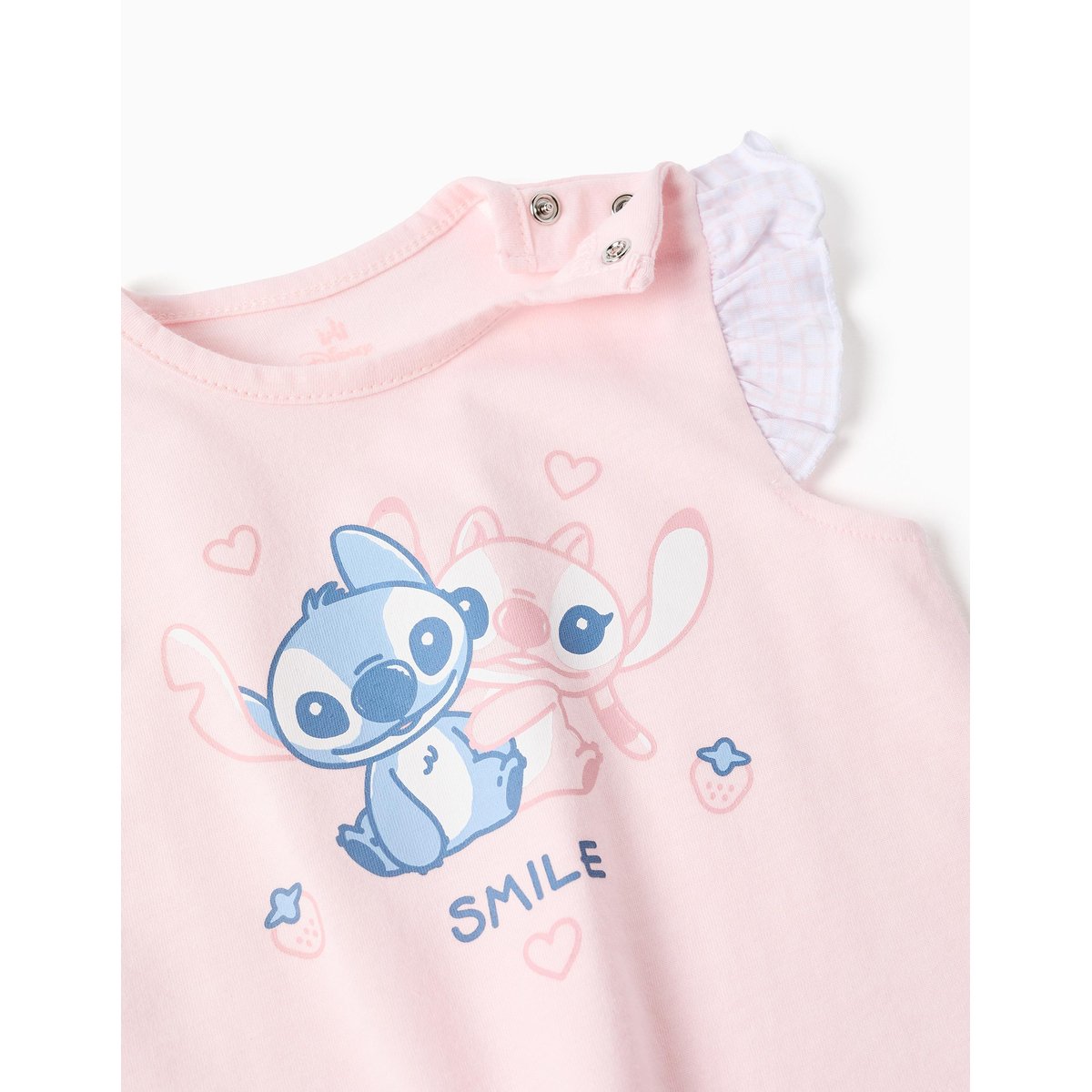 Pyjama en coton à manches courtes et imprimé Stitch rose clair, ZIPPY