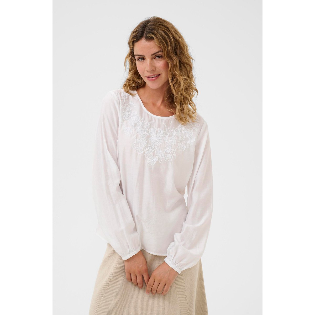Blouse à manches longues blanc snow white, CREAM