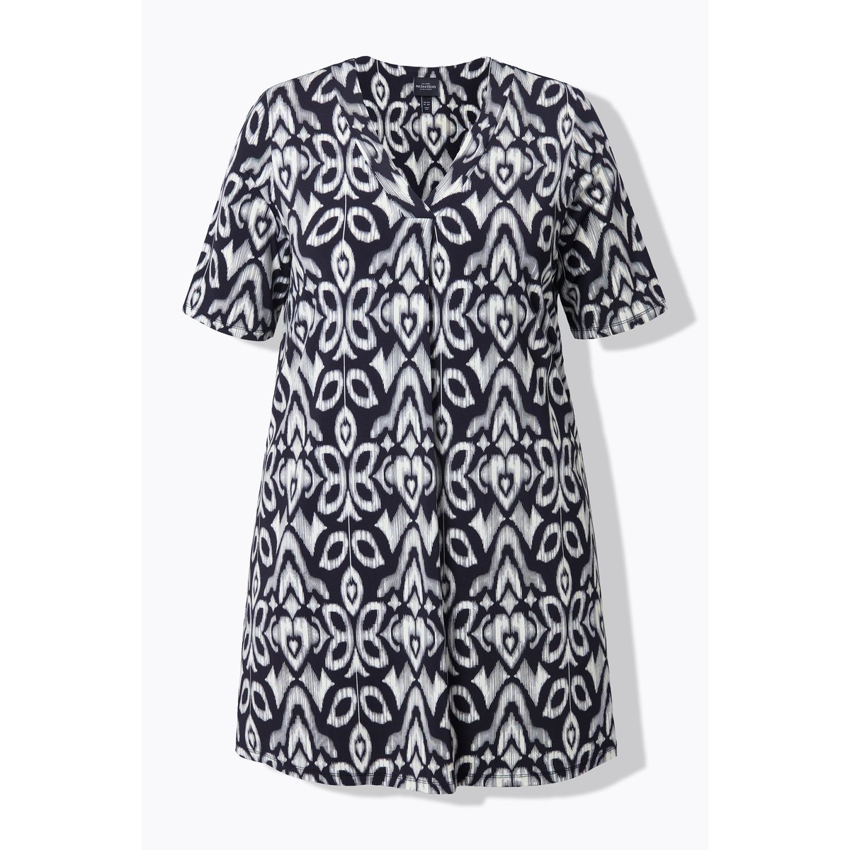 T-shirt long au tombé fluide, imprimé floral noir, ULLA POPKEN