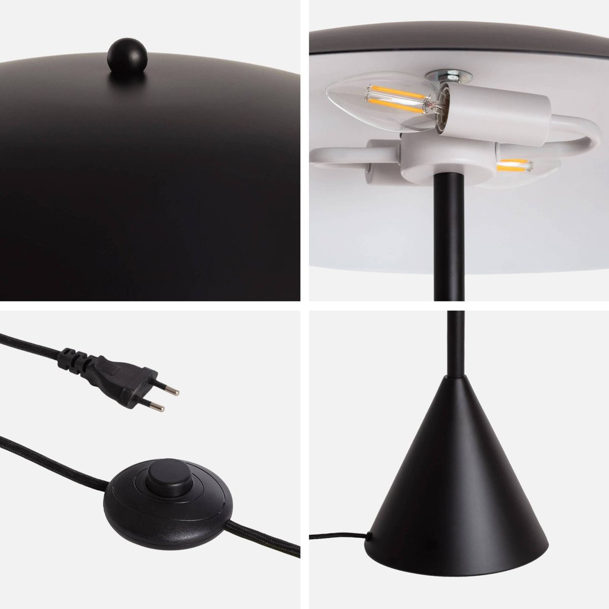 Lampadaire intérieur métal Ø50cm LYSE noir, SWEEEK