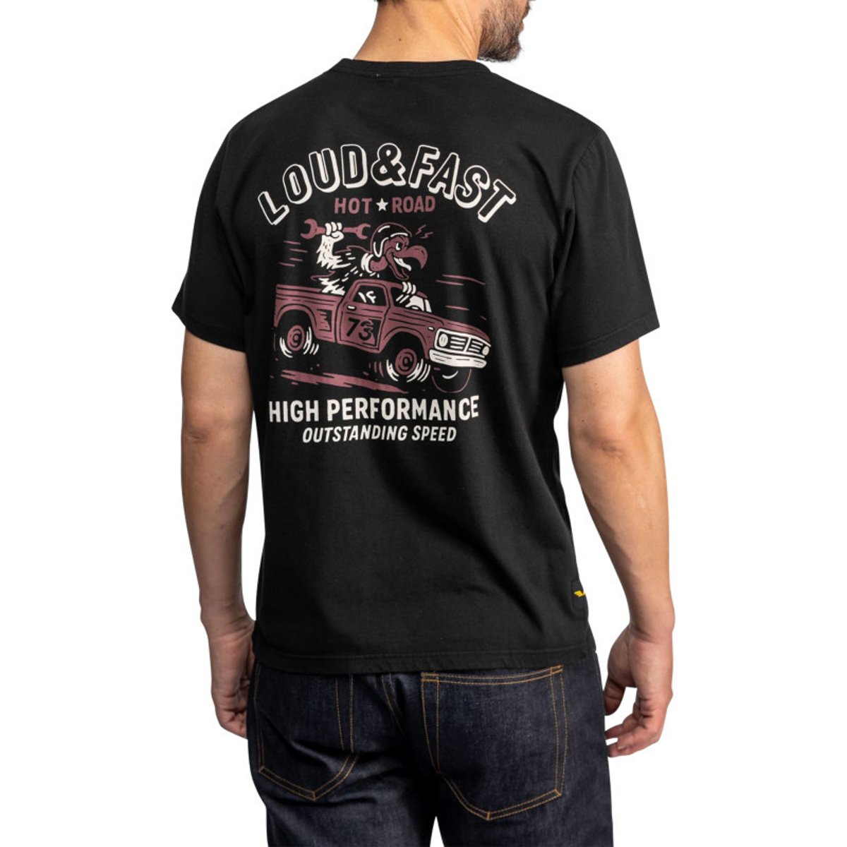 T-shirt en coton noir avec un grand imprimé vintage dans le dos noir, DAYTONA