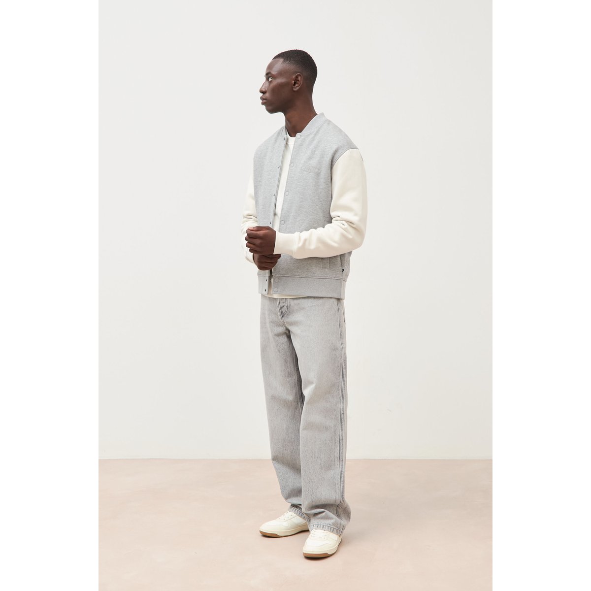 Sweat manches longues brodé gris clair, BONOBO