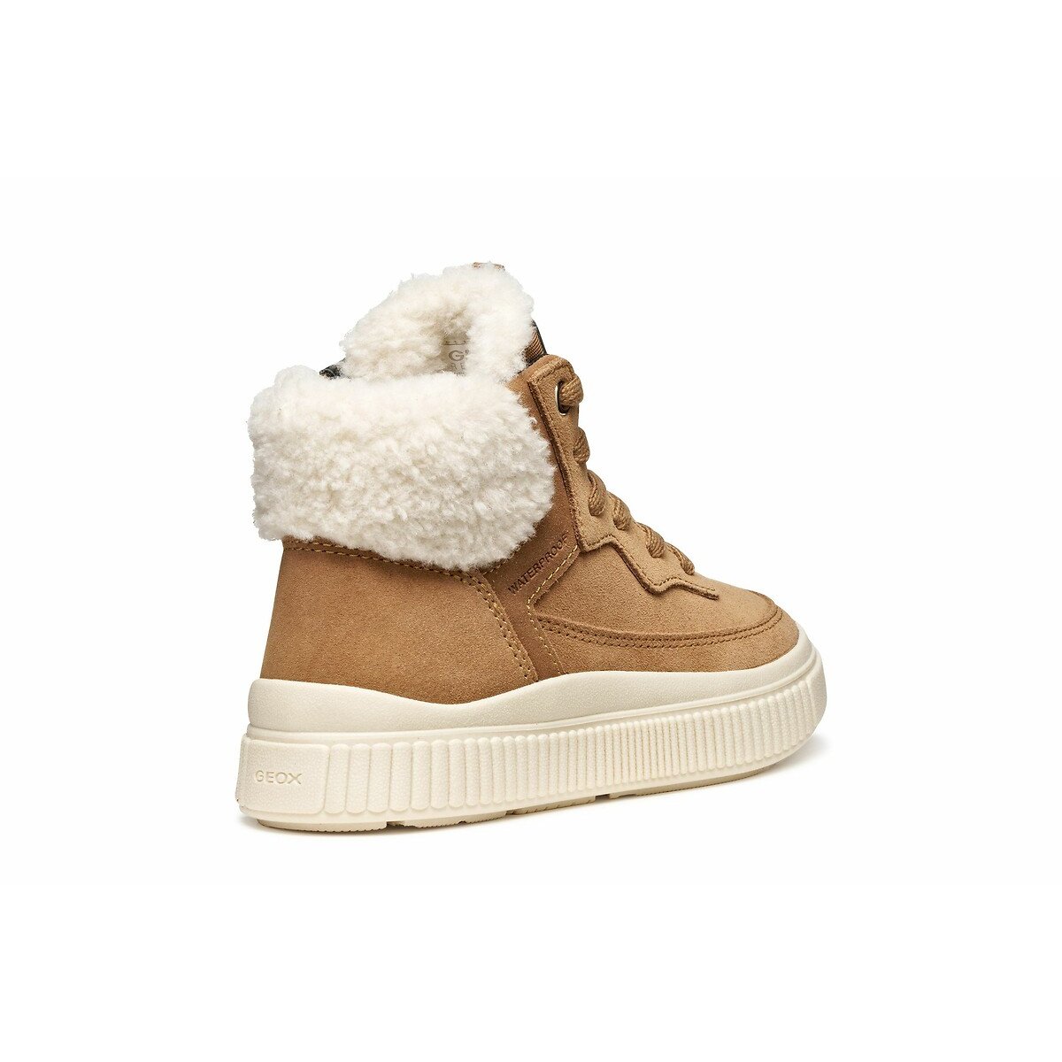 Kids Laquinny High Top Trainers with Faux Fur Lining brown, GEOX