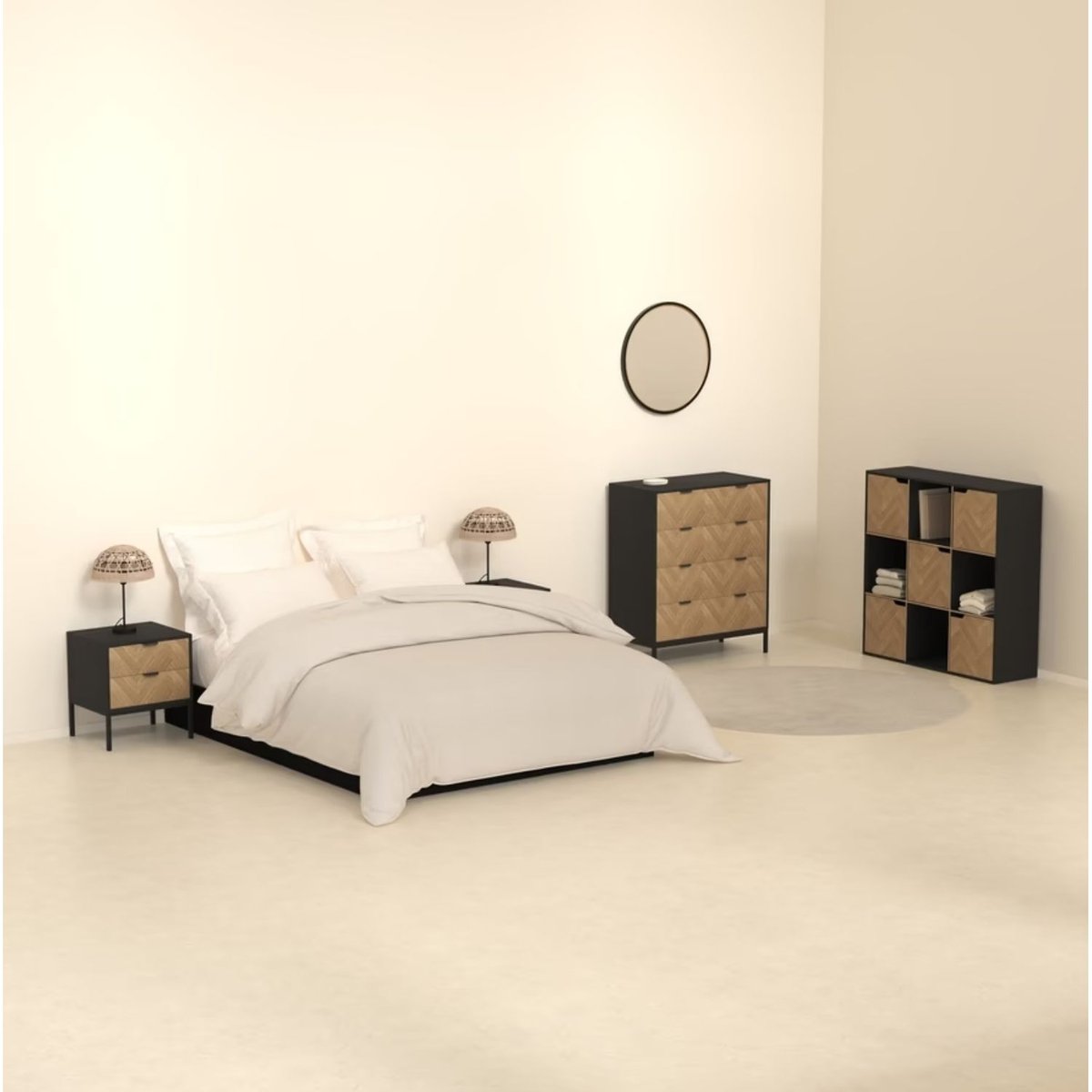 Étagère 9 cases Mix'n Door CHEVRONS beige, ATMOSPHERA