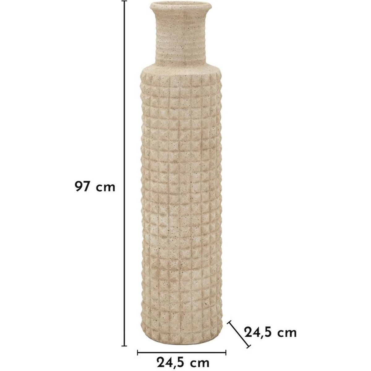 Vase haut extérieur effet pierre MODERN beige effet pierre sablée, RECOLLECTION