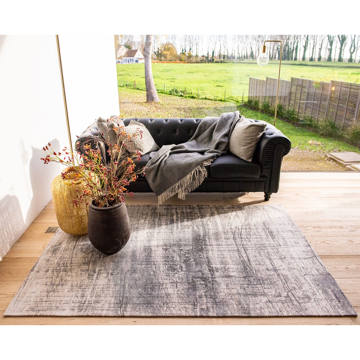 Tapis gris salon et chambre JERSEY STONE - Louis de Poortere argent, NOVATREND