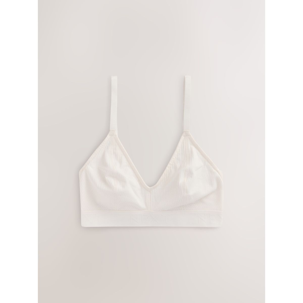 Brassière côtelée en coton à logo, lot de 3 bleu/gris/crème, NEXT
