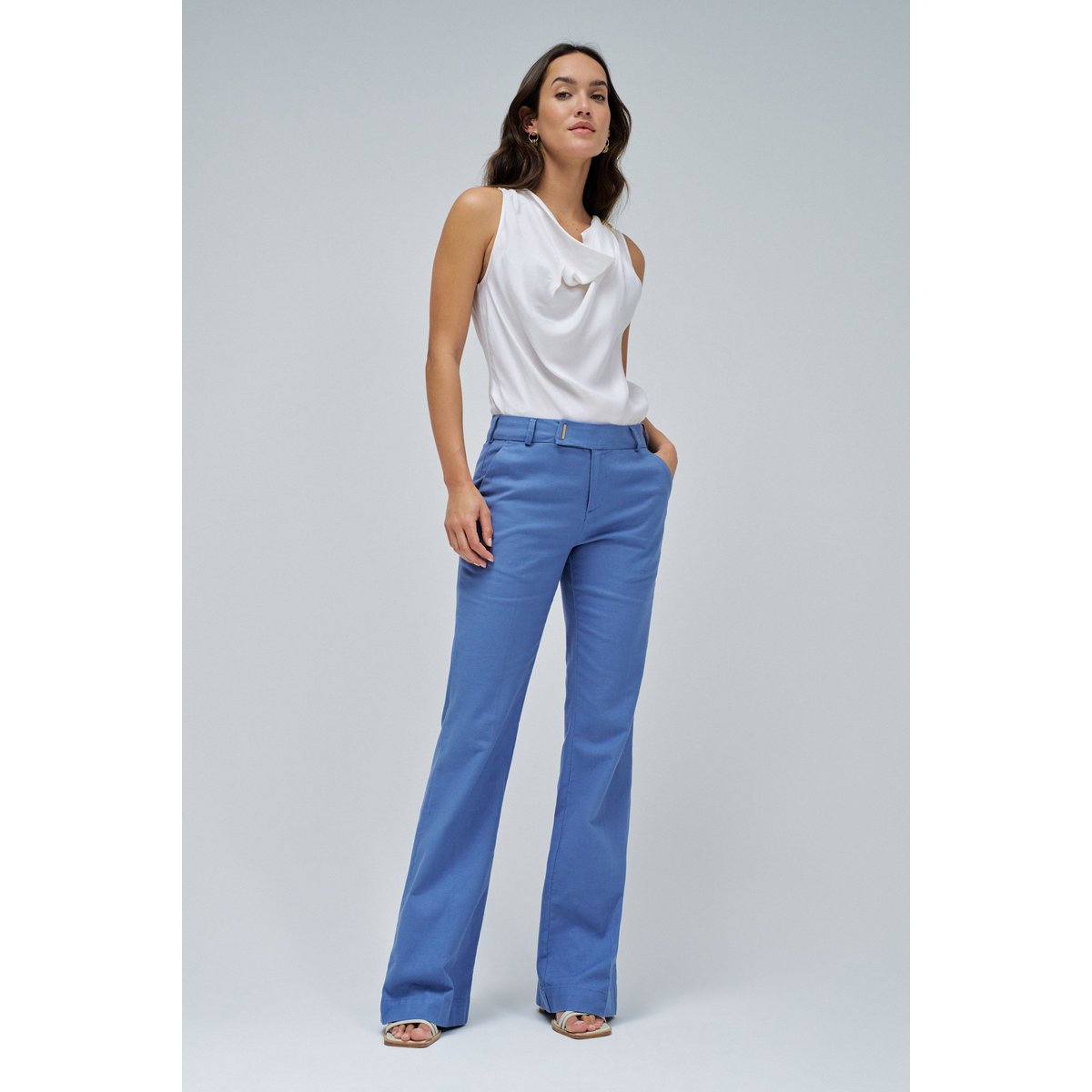 CHINO FLARE EN LIN beige, SALSA JEANS
