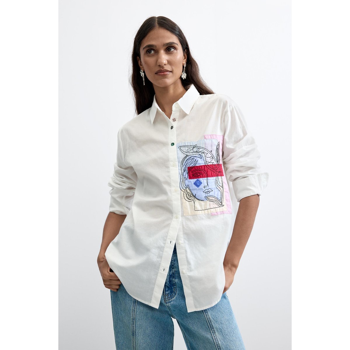 Chemise poche imprimée 100 % coton blanc, DESIGUAL