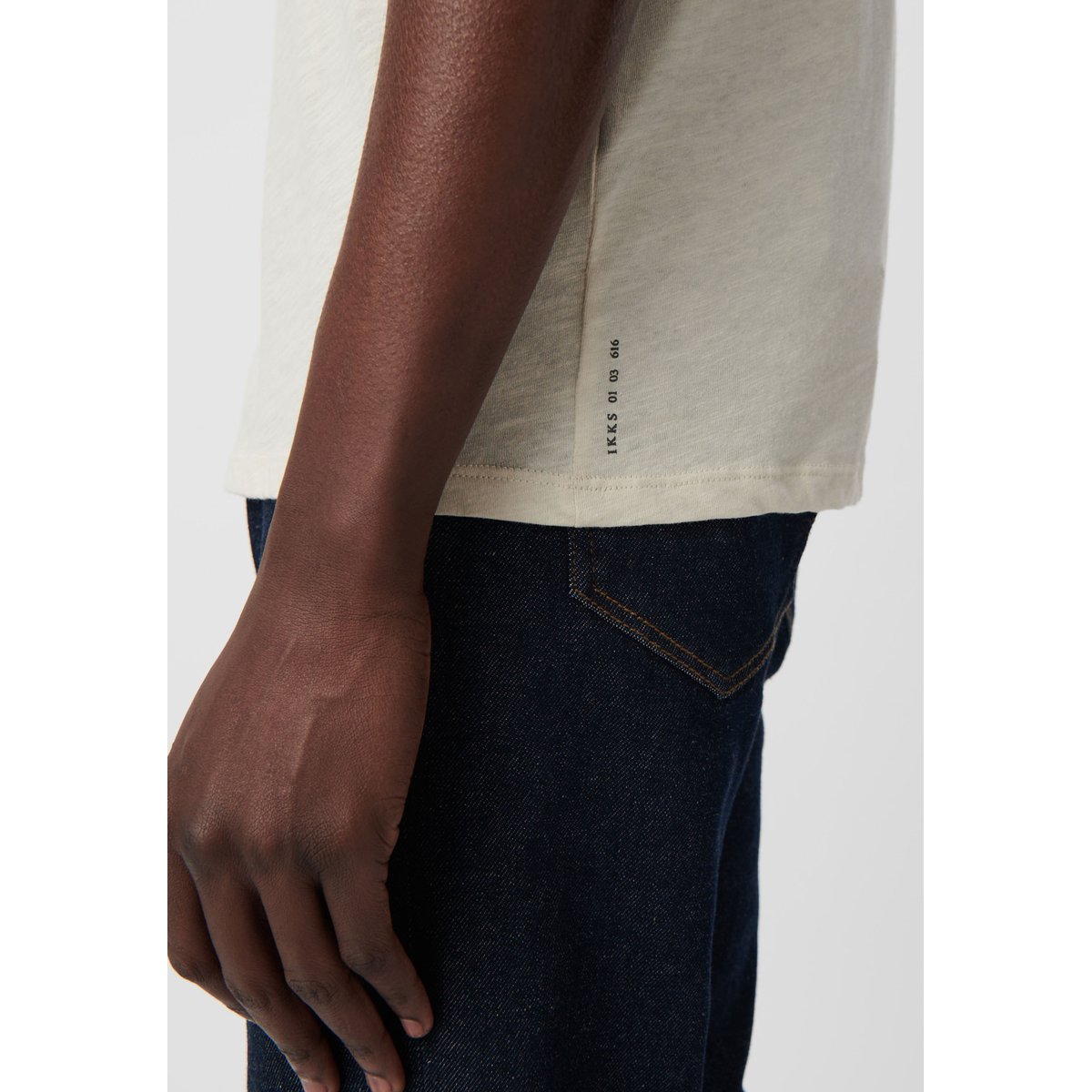 Tee-shirt coton bio col rond ESSENTIEL ecru, IKKS