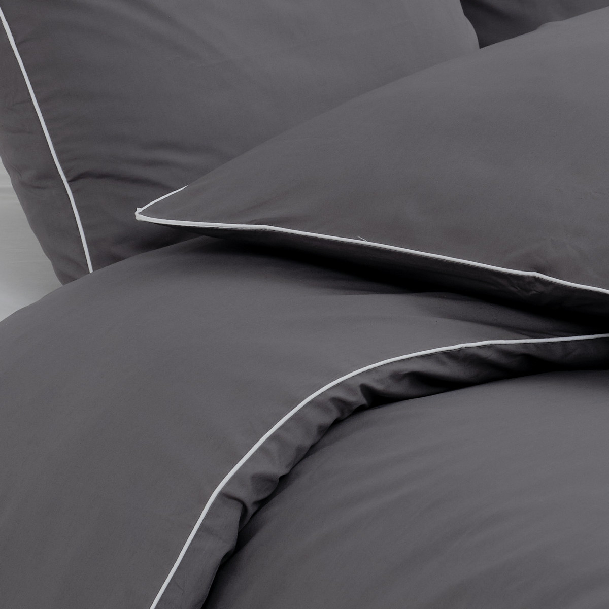 Housse de couette en percale coton ROSE WOOD anthracite/blanc, SENSEI MAISON