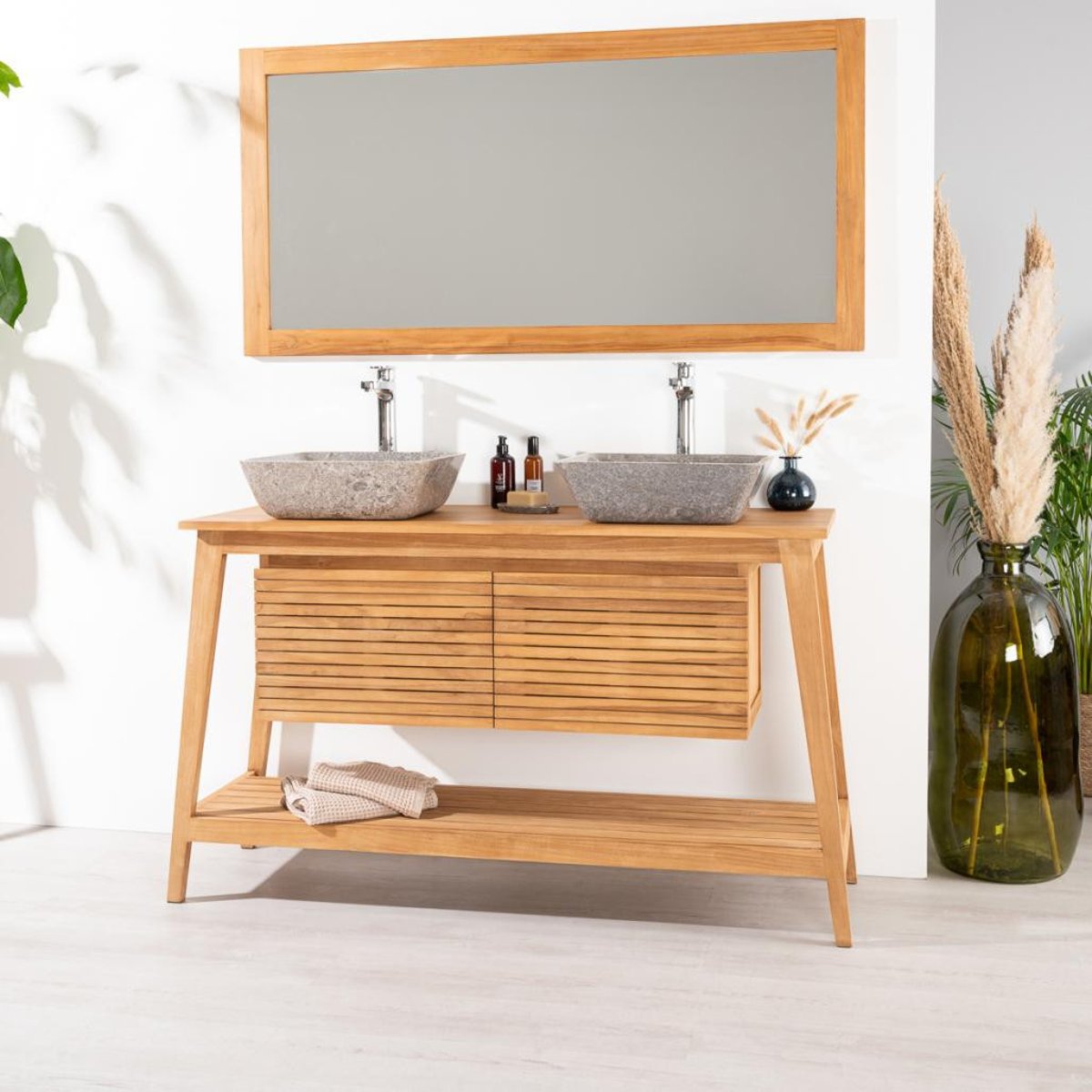 Meuble en teck rectangle 140 SCANDINAVE naturel, WANDA COLLECTION