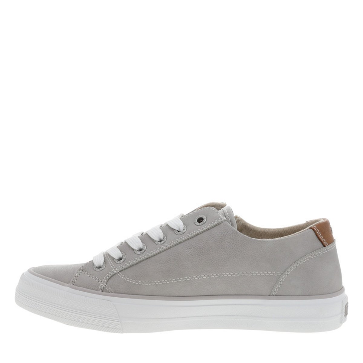 Tennis grises à semelle plate avec des lacets et un zip latéral gris, MUSTANG