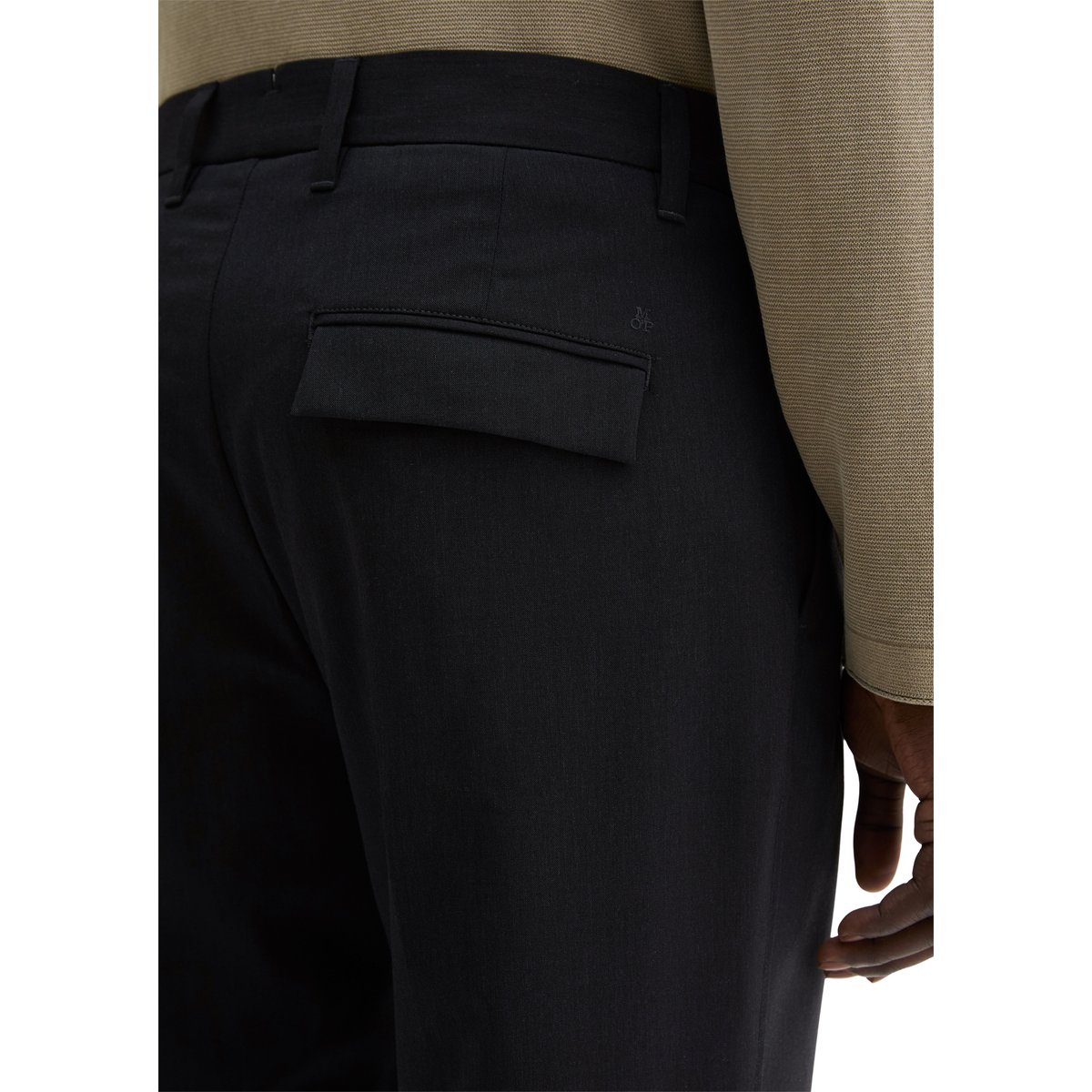 Pantalon modèle Belsbo pleats relaxed en laine mélangée estivale bleu foncé, MARC O'POLO