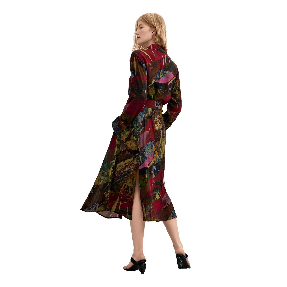 Robe midi à manches longues vert, DESIGUAL
