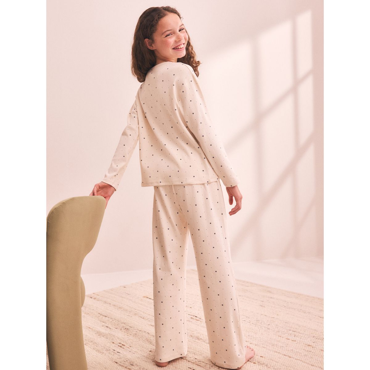 Pyjama large en pointelle, lot de 1 noir/écru, NEXT