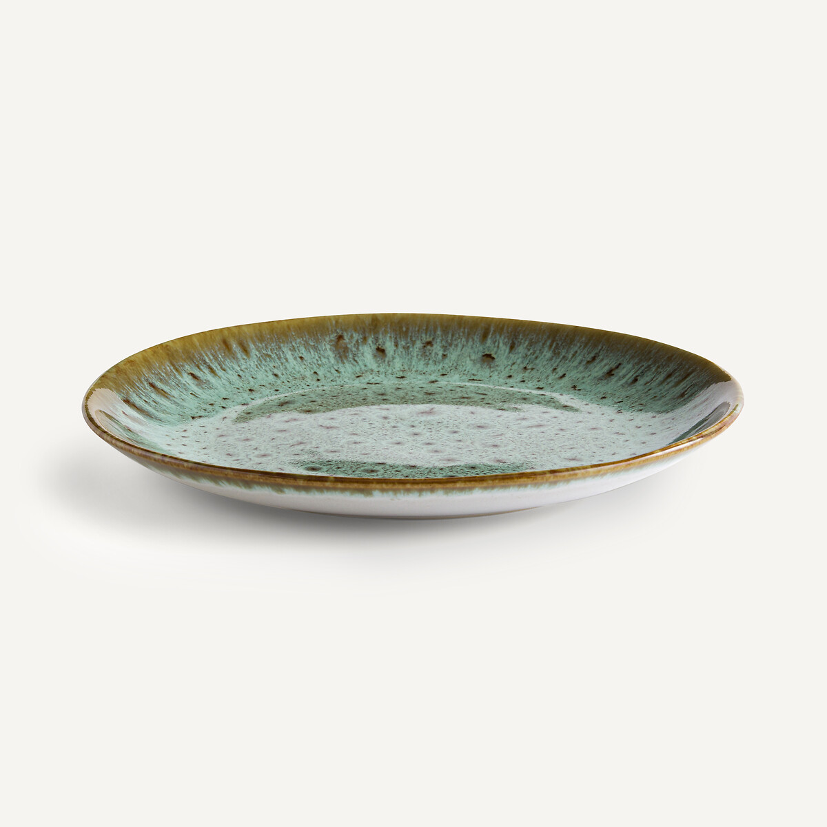 Lot de 4 assiettes plates grès émaillé, Fara kaki/bleu, AM.PM