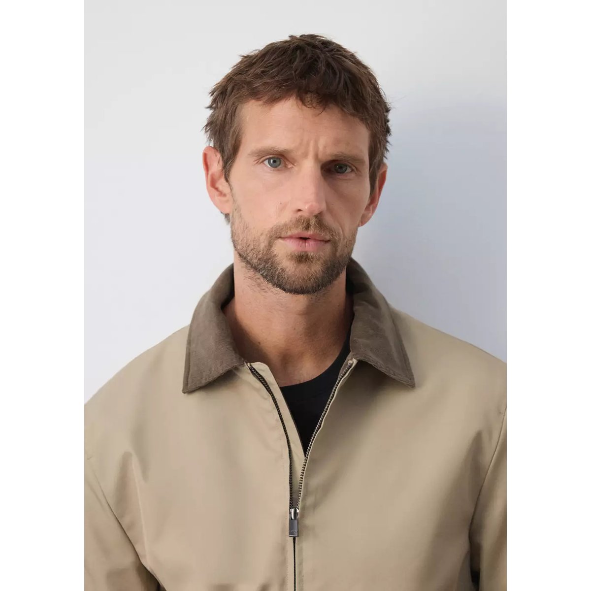Blouson coton mélangé déperlant sable, MANGO MAN