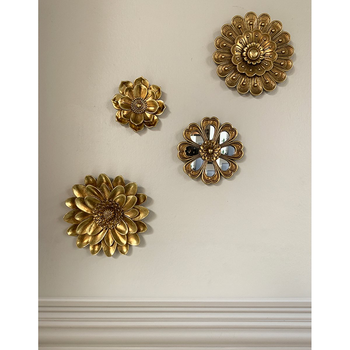 Déco murale fleur 15cm or, EMDE