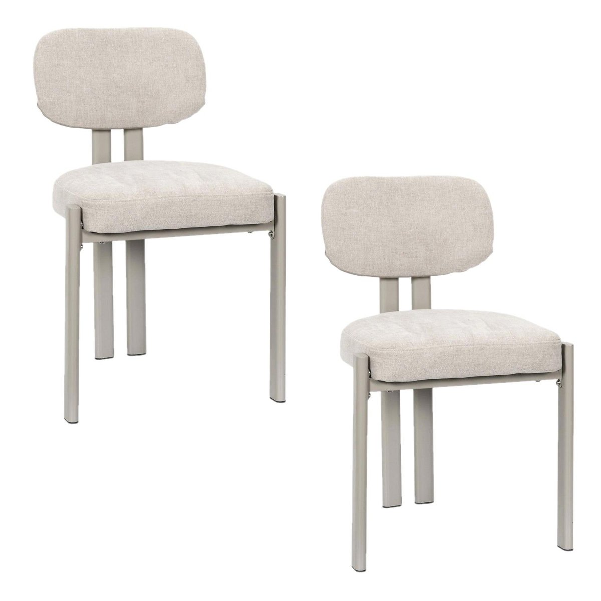 Lot de 2 chaises design en tissu et pieds en métal DUNE beige, TOILINUX