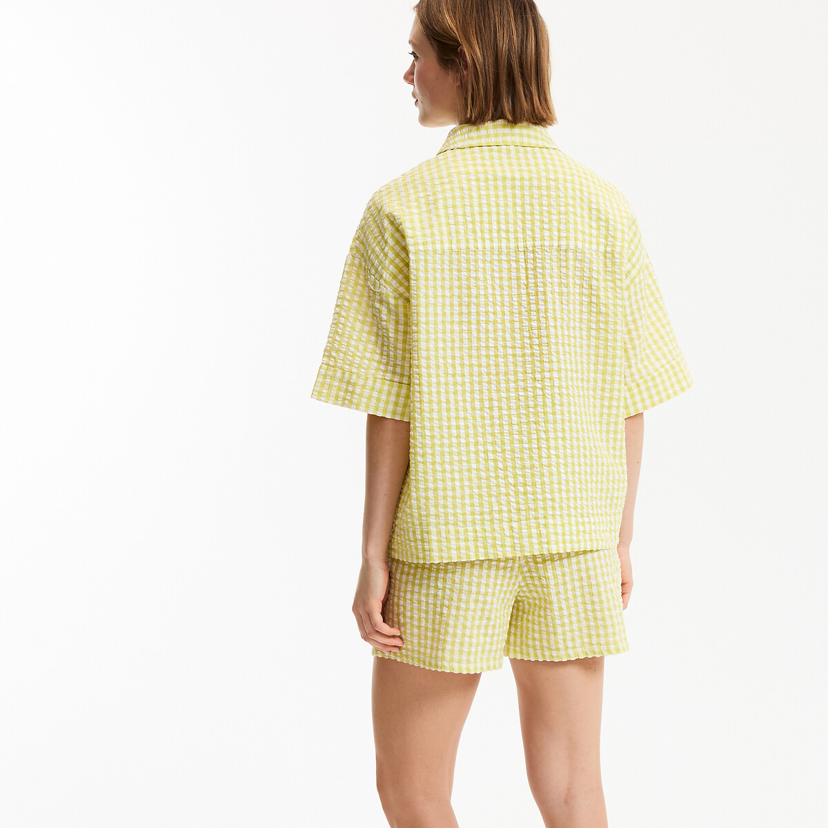Pyjashort en toile seersucker vichy, Signature AIMÉE vert anis, LA REDOUTE COLLECTIONS