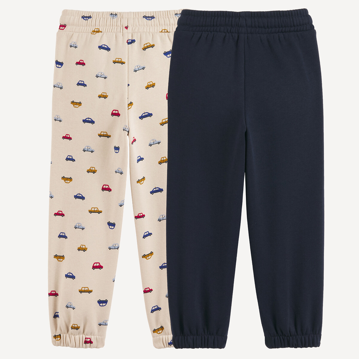 Set di 2 pantaloni da jogging, in pile, stampa con auto blu marino + stampa, LA REDOUTE COLLECTIONS