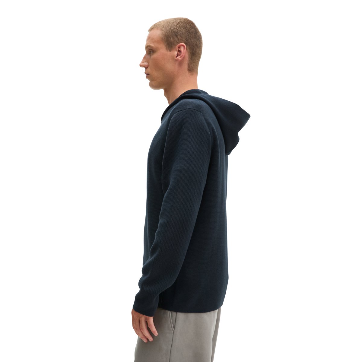 Cardigan à capuche regular en coton biologique certifié bleu, MARC O'POLO